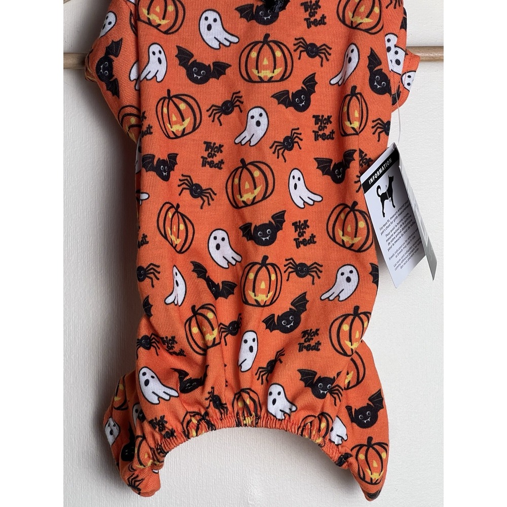 Party Dog Pajamas S/P Halloween Orange Black Pumpkin Ghost Dog Collar Gear Zone - Picture 4 of 16